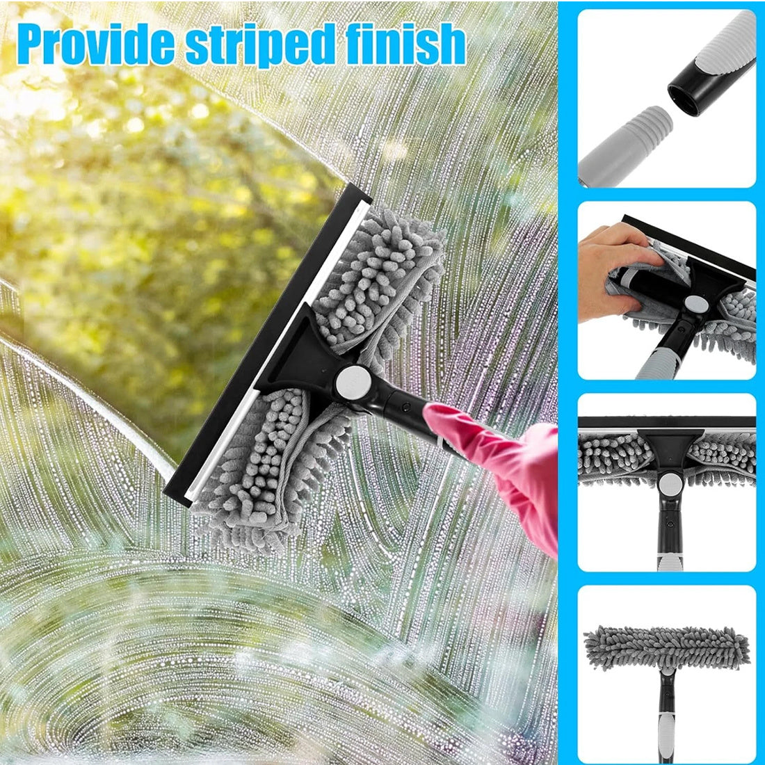 Telescopic Extendable Window Cleaner Equipment Glass Cleaning 4.5m Squeegee