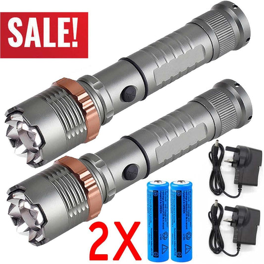 LED Tactical Flashlight Rechargeable LED Work Light Super Bright Torch Emergency Light Escape Hammer Camping Lamp