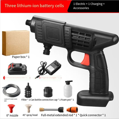 Cordless Electric High-Pressure Car Washer UK Standard With 2 Batteries And 1 Charger, 13L Bucket And Wash Towel