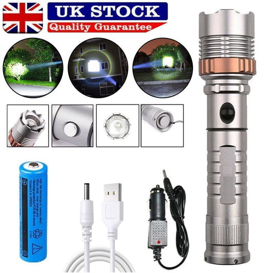 LED Tactical Flashlight Rechargeable LED Work Light Super Bright Torch Emergency Light Escape Hammer